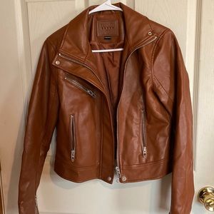 BLANK NYC Cognac Faux Leather Moto Jacket Small